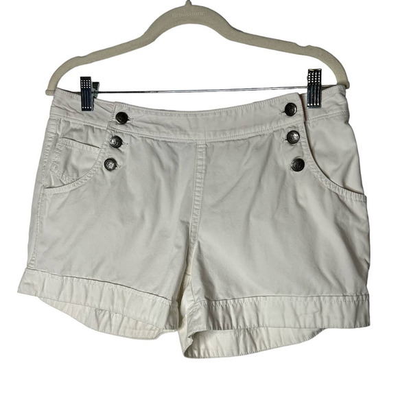 Vineyard Vines Women's Nautical Sailor Shorts in White w/Button Details Size 8 - Picture 1 of 4